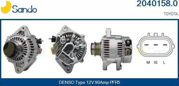 Sando 2040158.0 - Alternator autospares.lv