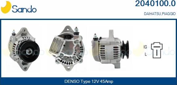 Sando 2040100.0 - Alternator autospares.lv