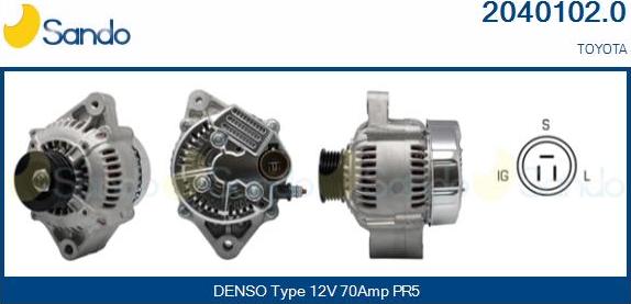 Sando 2040102.0 - Alternator autospares.lv