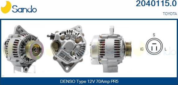 Sando 2040115.0 - Alternator autospares.lv