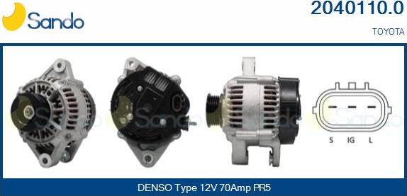 Sando 2040110.0 - Alternator autospares.lv