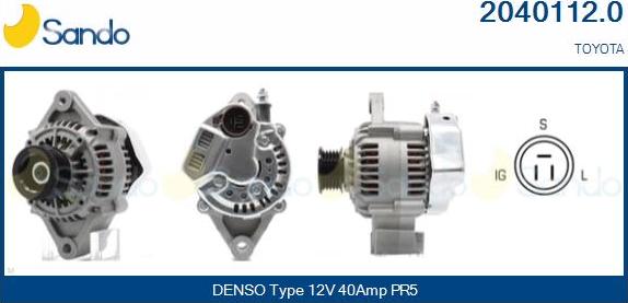 Sando 2040112.0 - Alternator autospares.lv