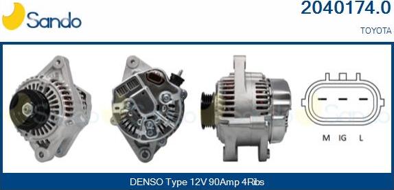 Sando 2040174.0 - Alternator autospares.lv