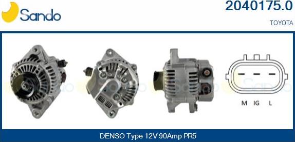 Sando 2040175.0 - Alternator autospares.lv