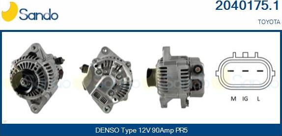 Sando 2040175.1 - Alternator autospares.lv