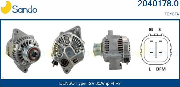 Sando 2040178.0 - Alternator autospares.lv