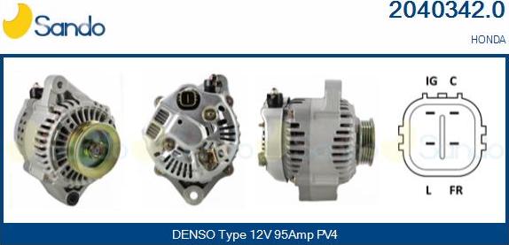 Sando 2040342.0 - Alternator autospares.lv