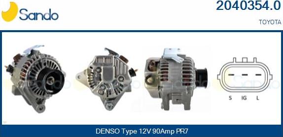 Sando 2040354.0 - Alternator autospares.lv