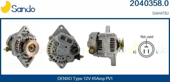 Sando 2040358.0 - Alternator autospares.lv