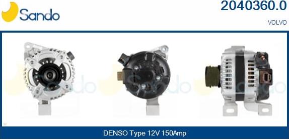 Sando 2040360.0 - Alternator autospares.lv