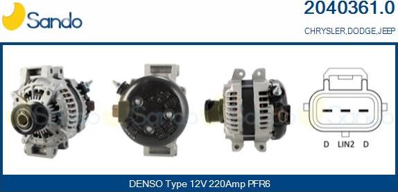 Sando 2040361.0 - Alternator autospares.lv