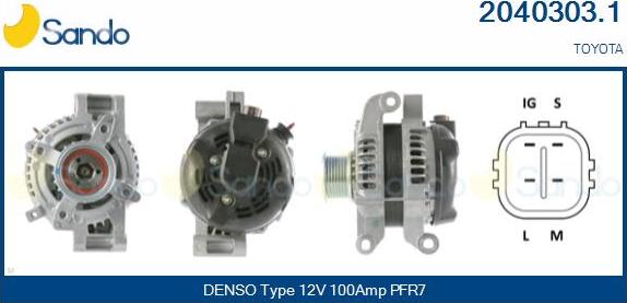 Sando 2040303.1 - Alternator autospares.lv