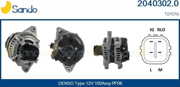 Sando 2040302.0 - Alternator autospares.lv