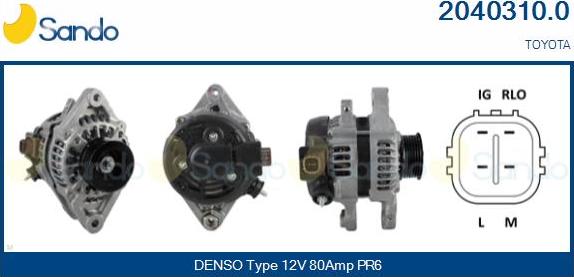 Sando 2040310.0 - Alternator autospares.lv