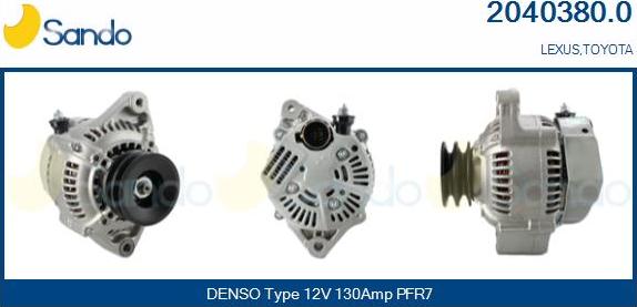 Sando 2040380.0 - Alternator autospares.lv