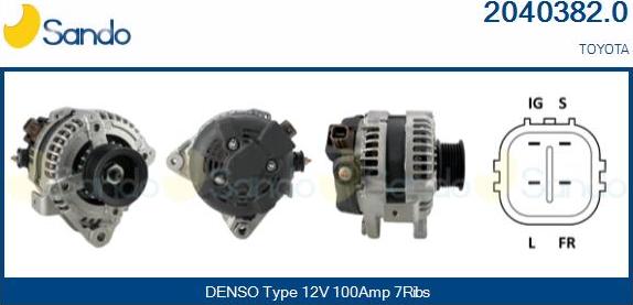 Sando 2040382.0 - Alternator autospares.lv