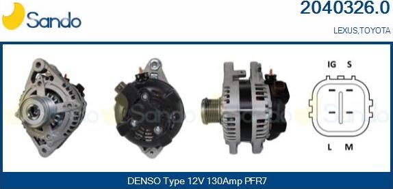 Sando 2040326.0 - Alternator autospares.lv