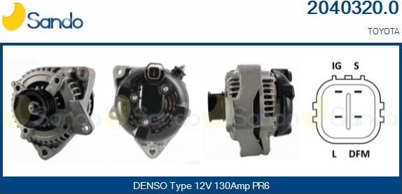 Sando 2040320.0 - Alternator autospares.lv