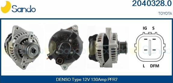 Sando 2040328.0 - Alternator autospares.lv