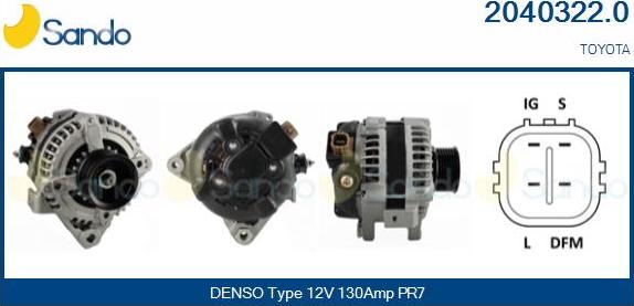 Sando 2040322.0 - Alternator autospares.lv