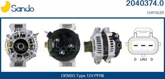 Sando 2040374.0 - Alternator autospares.lv