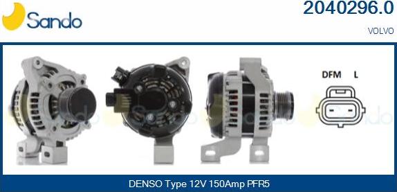 Sando 2040296.0 - Alternator autospares.lv