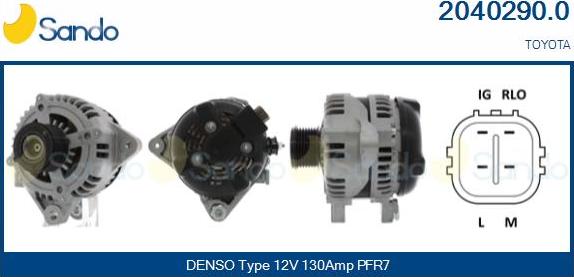 Sando 2040290.0 - Alternator autospares.lv