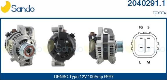 Sando 2040291.1 - Alternator autospares.lv