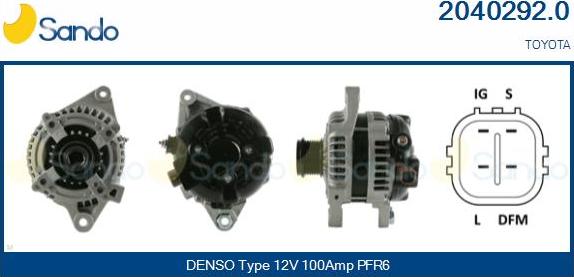 Sando 2040292.0 - Alternator autospares.lv