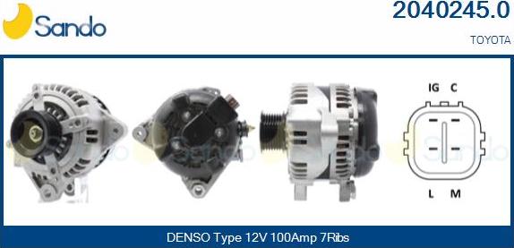 Sando 2040245.0 - Alternator autospares.lv