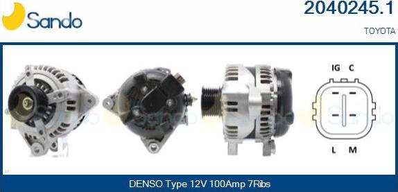 Sando 2040245.1 - Alternator autospares.lv