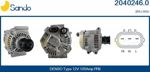 Sando 2040246.0 - Alternator autospares.lv