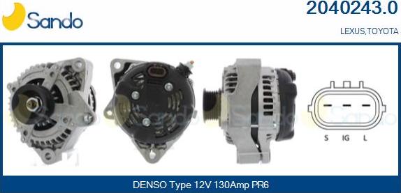 Sando 2040243.0 - Alternator autospares.lv