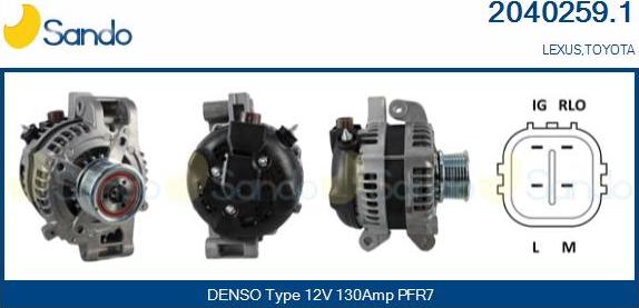 Sando 2040259.1 - Alternator autospares.lv