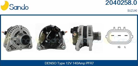 Sando 2040258.0 - Alternator autospares.lv