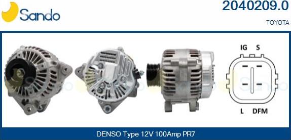 Sando 2040209.0 - Alternator autospares.lv