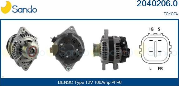 Sando 2040206.0 - Alternator autospares.lv