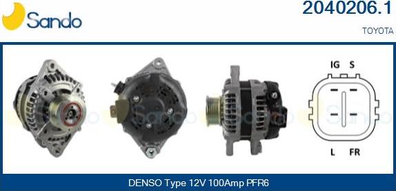 Sando 2040206.1 - Alternator autospares.lv