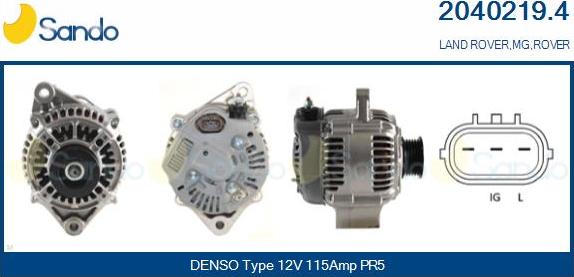 Sando 2040219.4 - Alternator autospares.lv