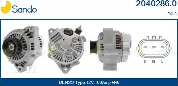 Sando 2040286.0 - Alternator autospares.lv