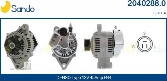 Sando 2040288.0 - Alternator autospares.lv