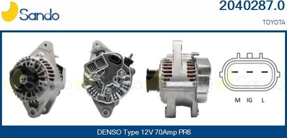 Sando 2040287.0 - Alternator autospares.lv