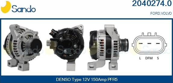 Sando 2040274.0 - Alternator autospares.lv