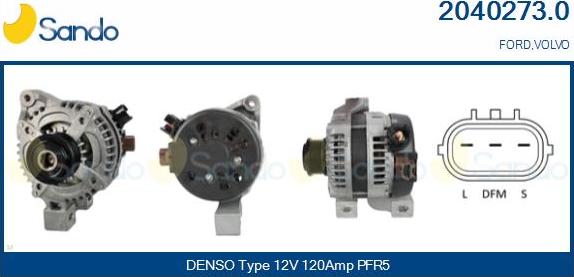 Sando 2040273.0 - Alternator autospares.lv