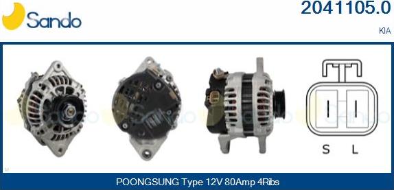 Sando 2041105.0 - Alternator autospares.lv