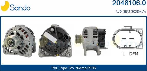 Sando 2048106.0 - Alternator autospares.lv