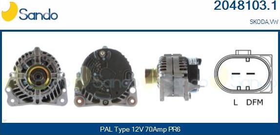 Sando 2048103.1 - Alternator autospares.lv