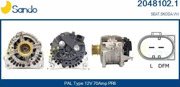 Sando 2048102.1 - Alternator autospares.lv