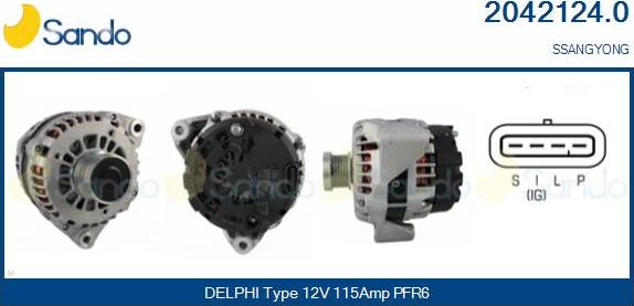 Sando 2042124.0 - Alternator autospares.lv