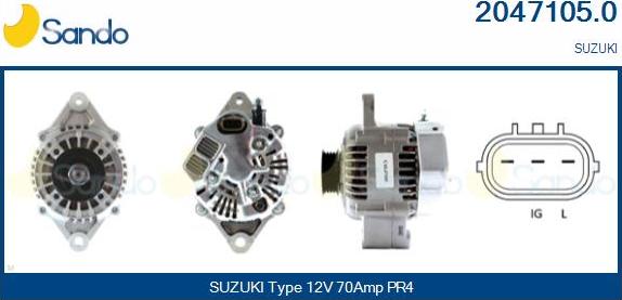 Sando 2047105.0 - Alternator autospares.lv